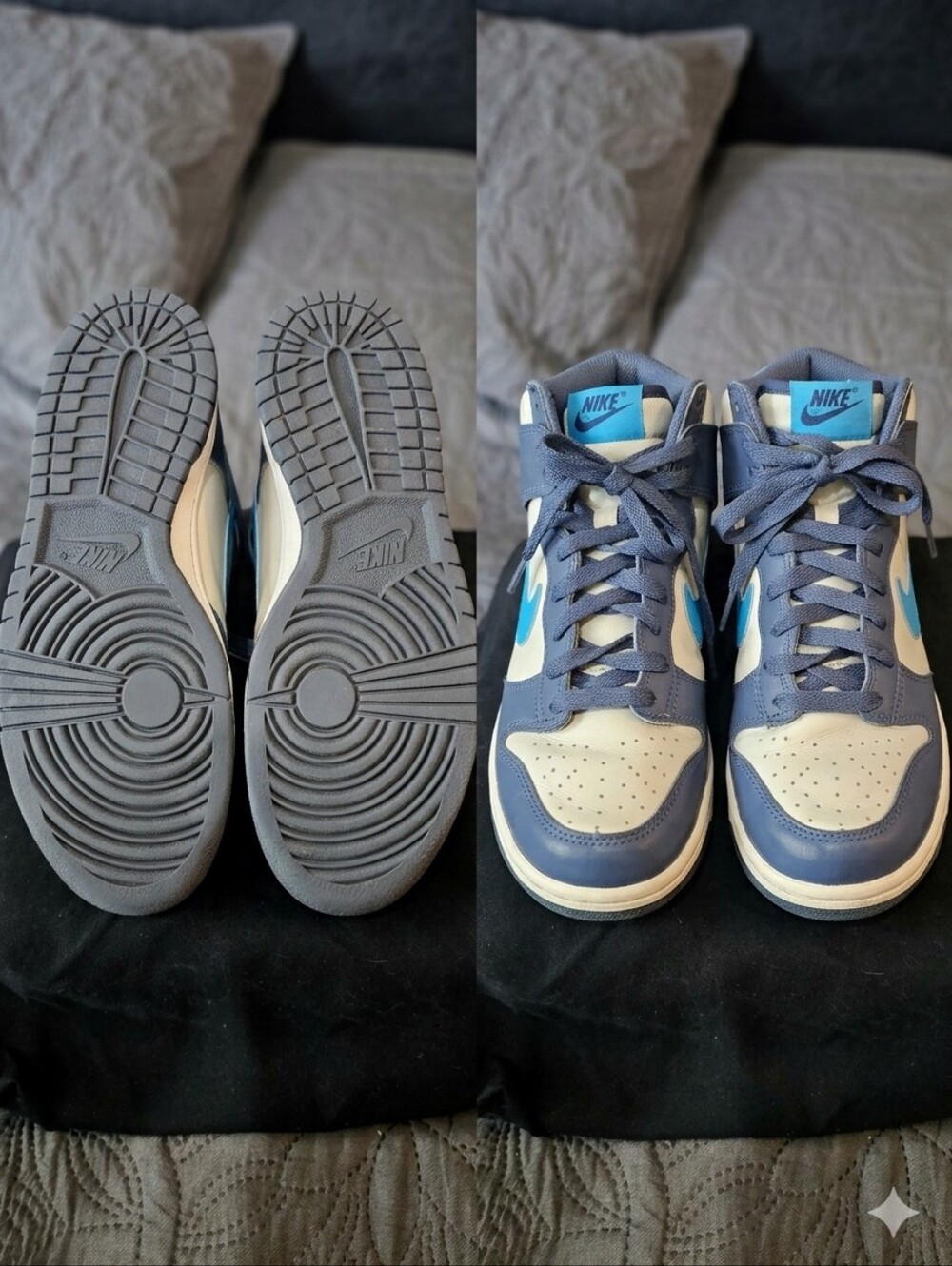 Nike Kids Blue and White High-Top Sneakers with Light Blue Swoosh 6Y